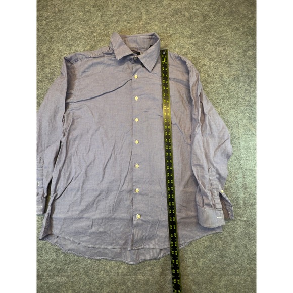 Ben Sherman Tailoring Mens XL Blue Red Micro Houndstooth Stretch Button  Shirt - Picture 2 of 7